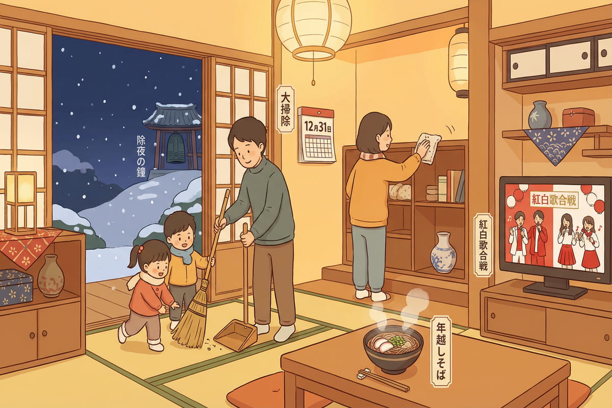 日本年末大掃除與除夕夜的傳統習俗:年越蕎麥麵、紅白歌合戰、除夜之鐘
