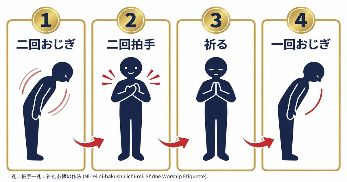 日本神社參拜步驟圖解 二禮二拍手一禮正確方法 初詣參拜禮儀教學
