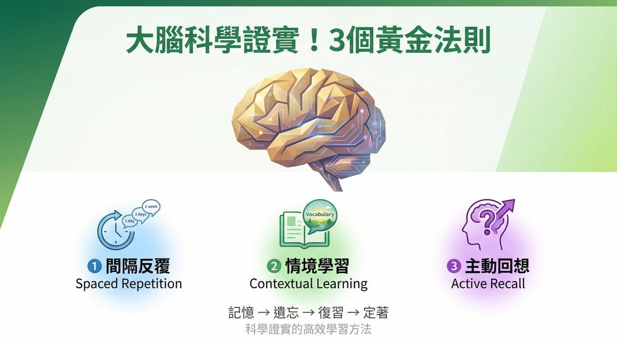 大腦科學證實的3個黃金法則 間隔反覆情境學習主動回想 日語單字記憶法
