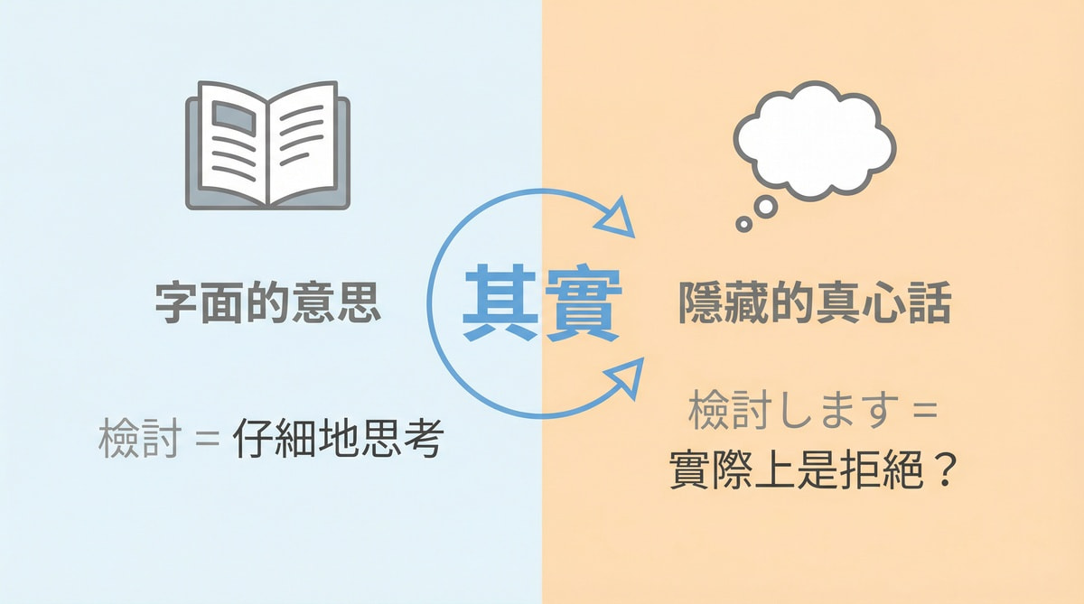 検討します的字面意思與隱藏真心話對比,日語會話教學