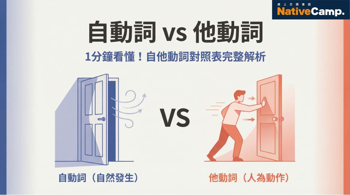日文的自動詞他動詞怎麼分？善用自他動詞對照表 1 分鐘看懂！