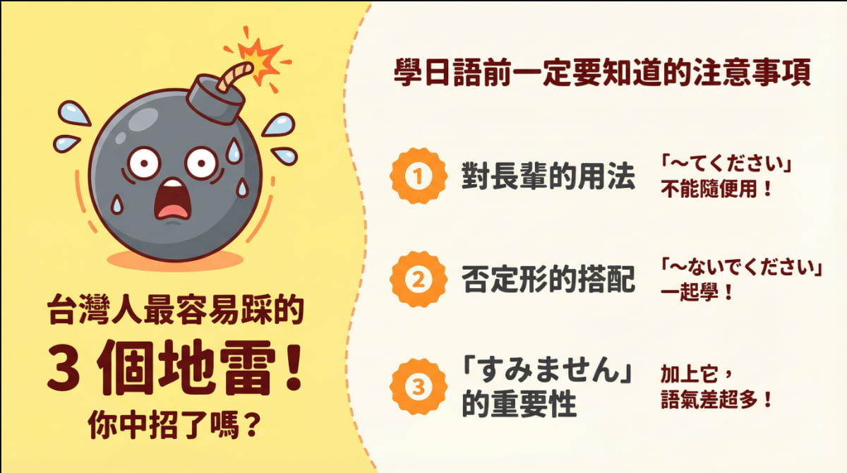 台灣人學日語常犯的三個錯誤：對長輩的用法、否定形的搭配、「すみません」的重要性