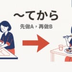 日語文法「〜てから」的意思與用法，表示先做A再做B的動作順序，N5文法完整解說