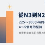 日檢N2自學攻略完整指南，從N3到N2需要225到300小時的學習，4到5個月的堅持，自學也能合格