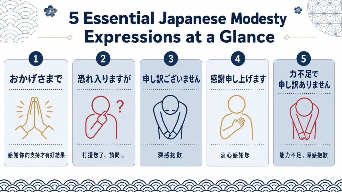 日本敬語的5個謙遜表達:おかげさまで、恐れ入りますが、申し訣ございません、感謝申し上げます、力不足で申し訣ありません。掌握這5個常用日語會話表達提升說話實力