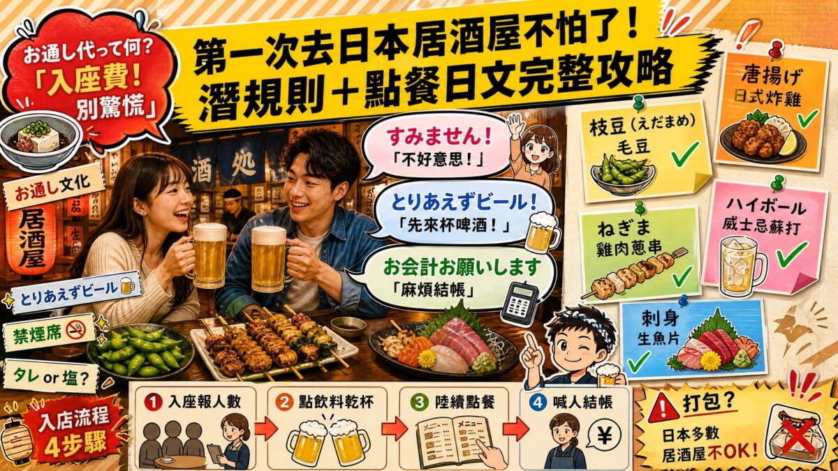 【日本居酒屋攻略】從點餐、必吃菜單到「お通し」文化潛規則，實用日文單字與對話一次全收錄！