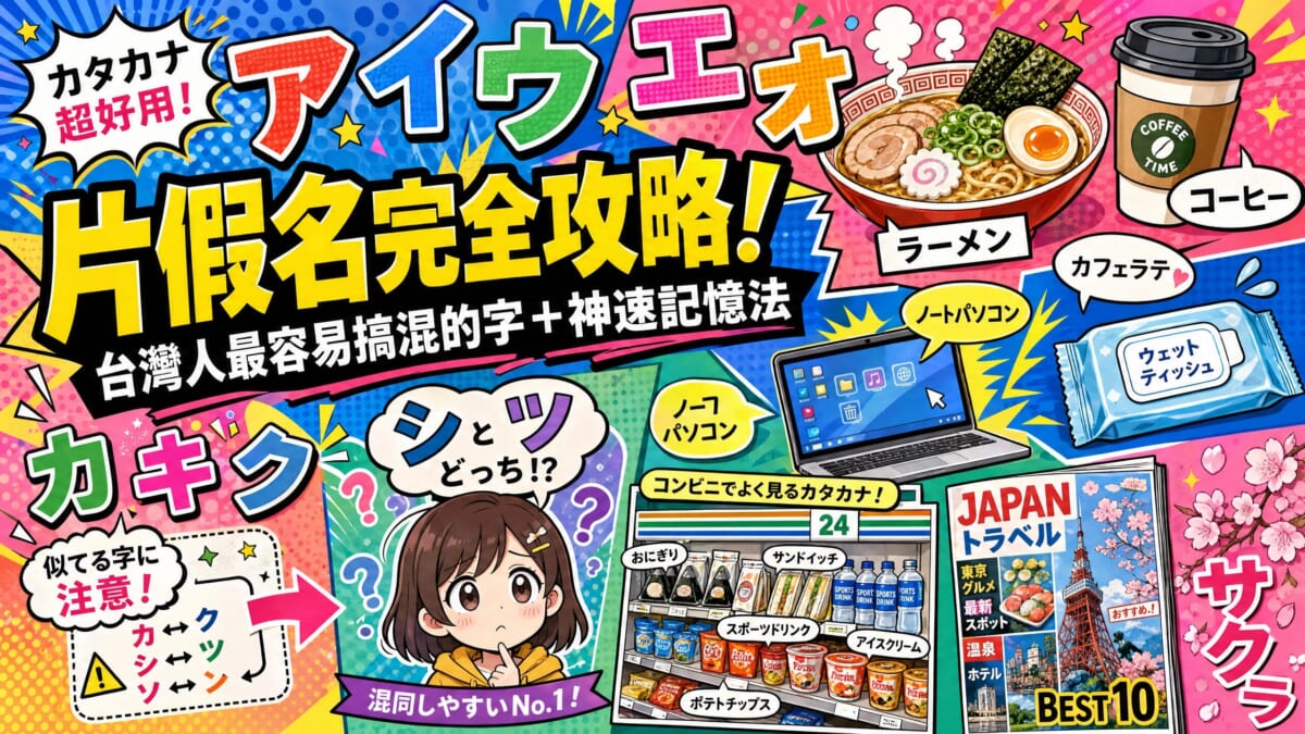 日文片假名怎麼記？4大技巧破解シ／ツ／ソ／ン相似字，外來語規則帶你一次搞懂五十音