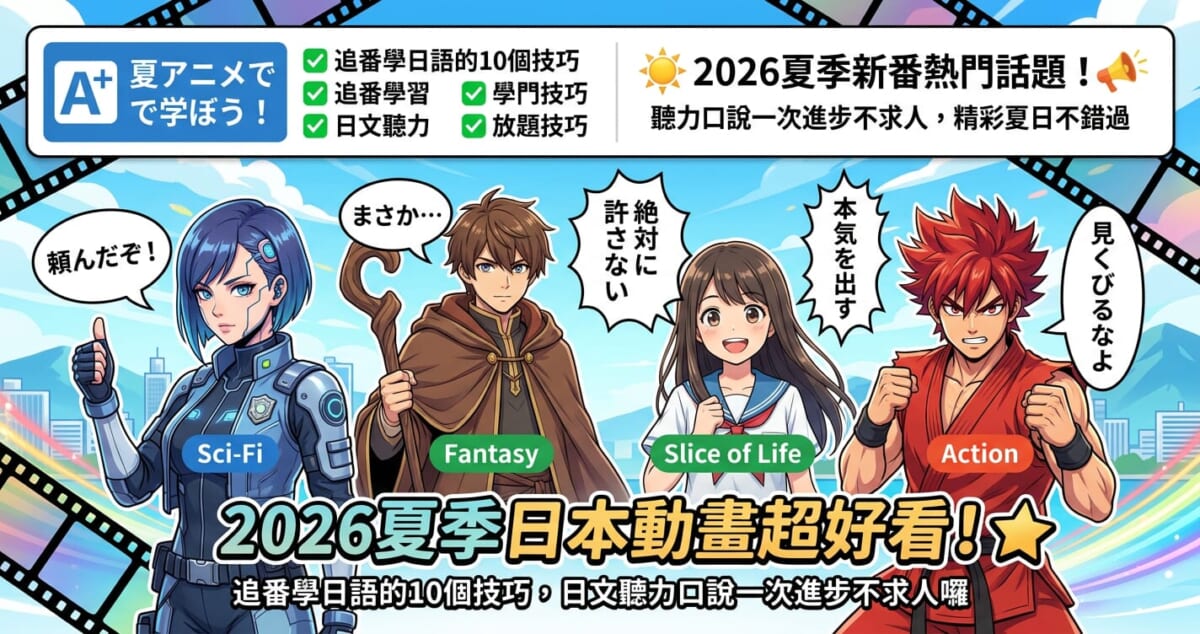 2026夏季日本動畫超好看！追番學日語的10個技巧，日文聽力口說一次進步不求人囉