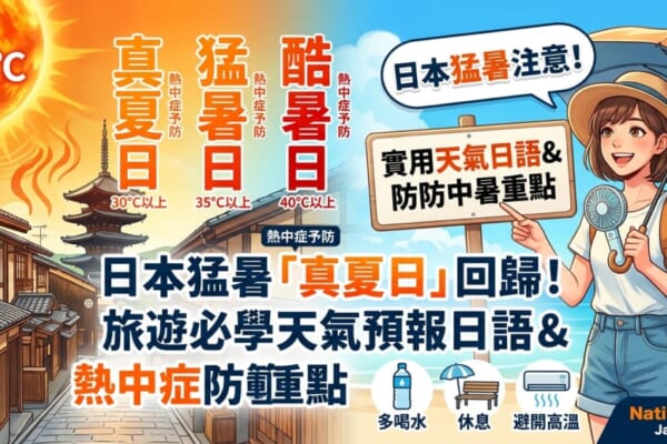 日本暑假旅遊必看！搞懂真夏日、猛暑日等日本氣象單字，以及實用的日本旅遊防中暑、熱中症防範重點