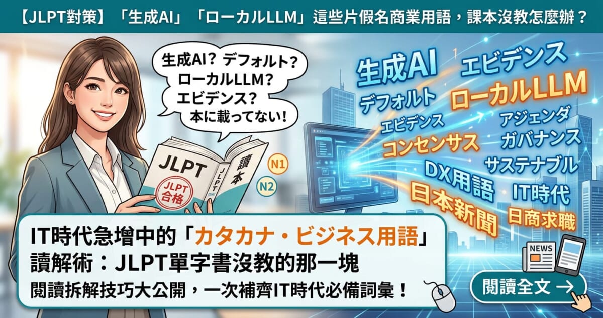 JLPT日檢單字書沒教的IT時代片假名商業用語（生成AI、ローカルLLM）讀解技巧