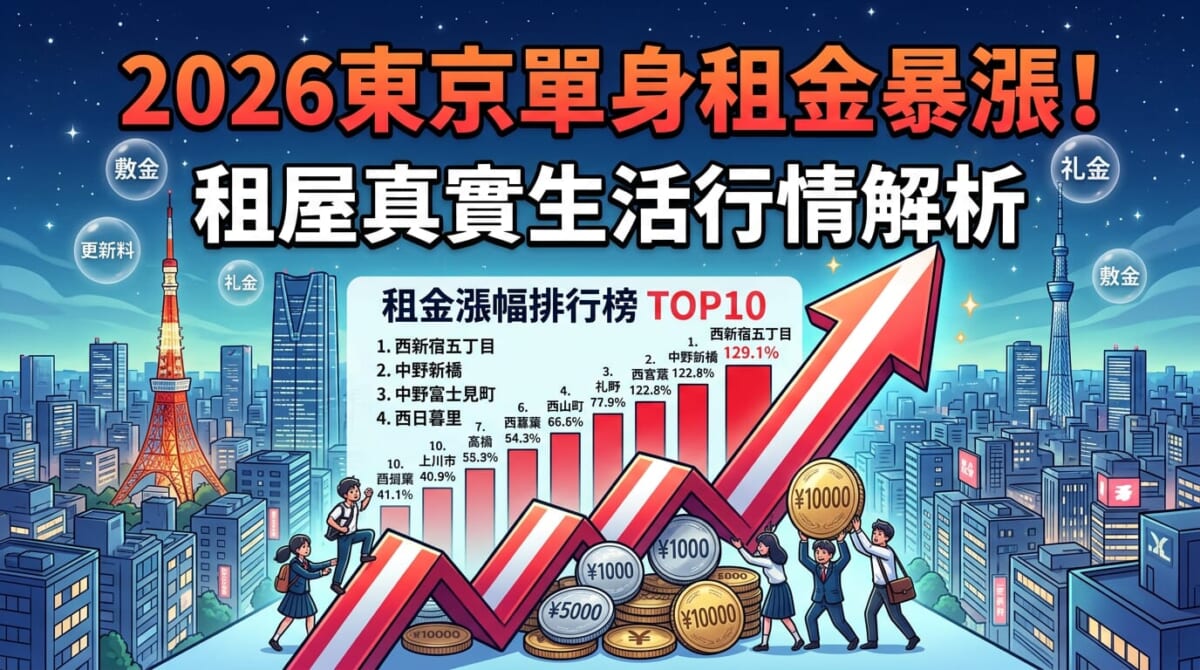 2026東京23區單身租屋租金暴漲排行：留學打工族必看的房租趨勢與初期費用解析插圖