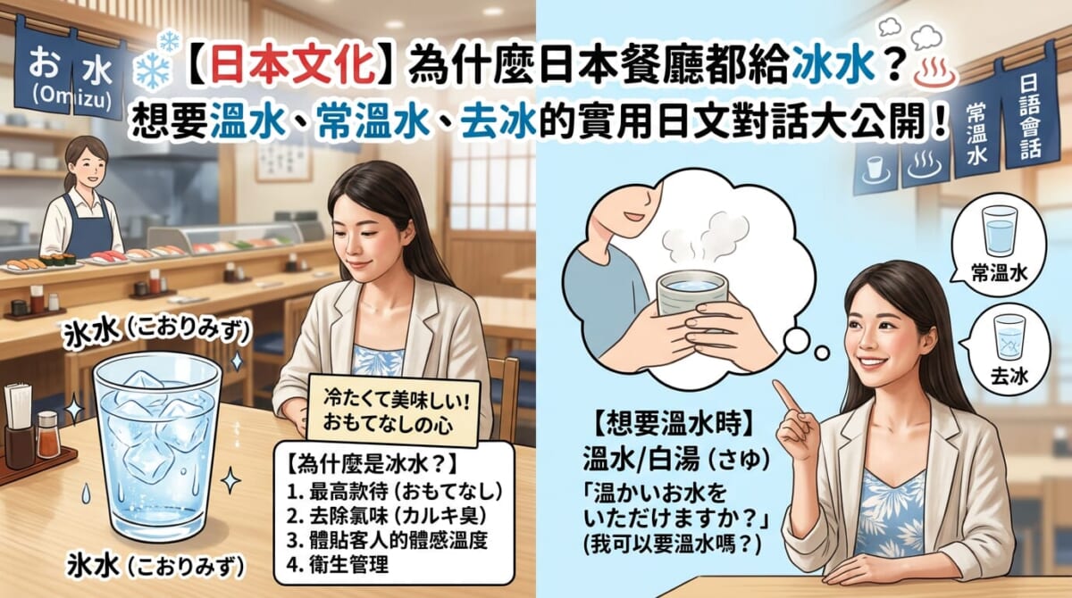 日本餐廳冰水文化解析：實用日語會話教你怎麼點溫水、常溫水與去冰