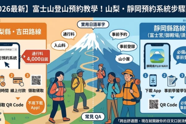 2026富士山登山預約教學：山梨靜岡路線入山料與App事前登錄圖解