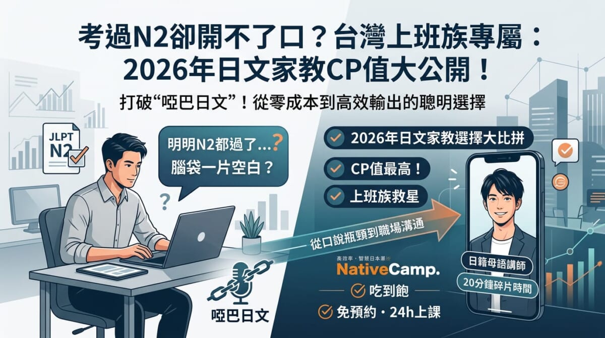【2026最新】日文家教推薦怎麼選?打破「啞巴日文」魔咒!忙碌上班族的高CP值線上日文學習指南 【2026最新】日文家教推薦怎麼選?打破「啞巴日文」魔咒!忙碌上班族的高CP值線上日文學習指南