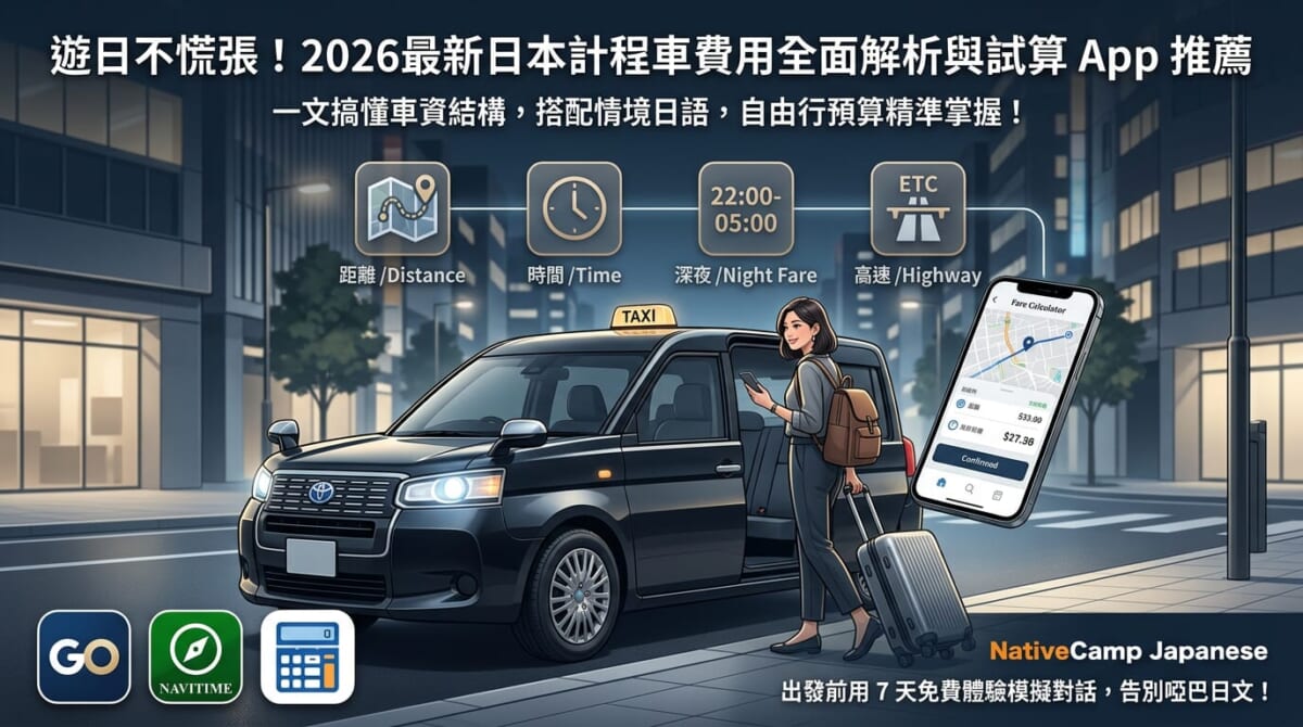 【2026最新】日本計程車費用試算全攻略:3款估價App推薦+擺脫「啞巴日文」的搭車必備句型 【2026最新】日本計程車費用試算全攻略:3款估價App推薦+擺脫「啞巴日文」的搭車必備句型