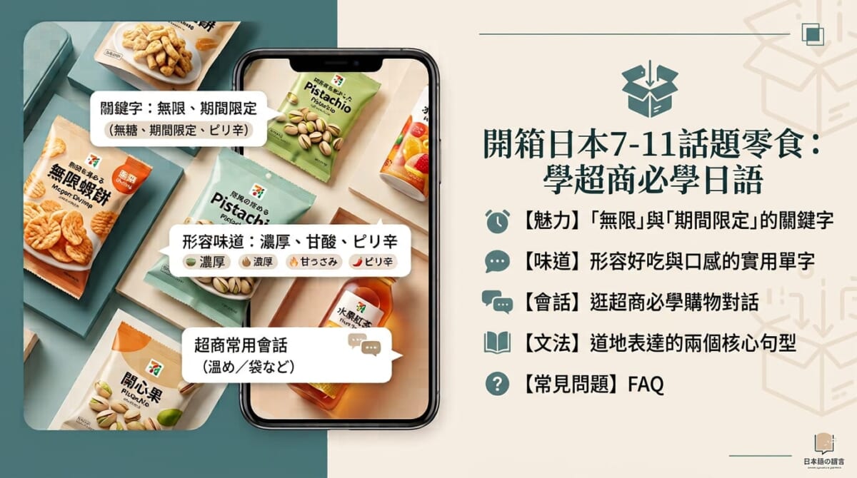 日本7-11零食開箱指南！無限蝦餅、明太子仙貝、開心果起司條邊吃邊學日語