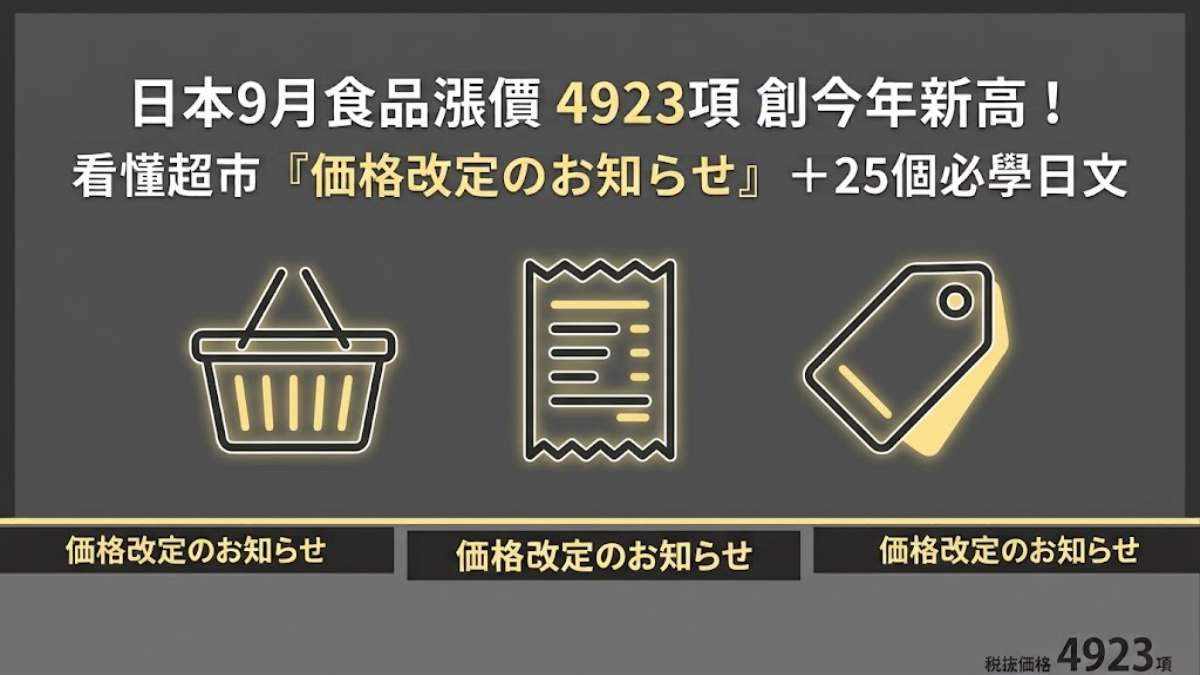 日本9月食品漲價4923項創今年新高！看懂超市「価格改定のお知らせ」＋25個必學日文