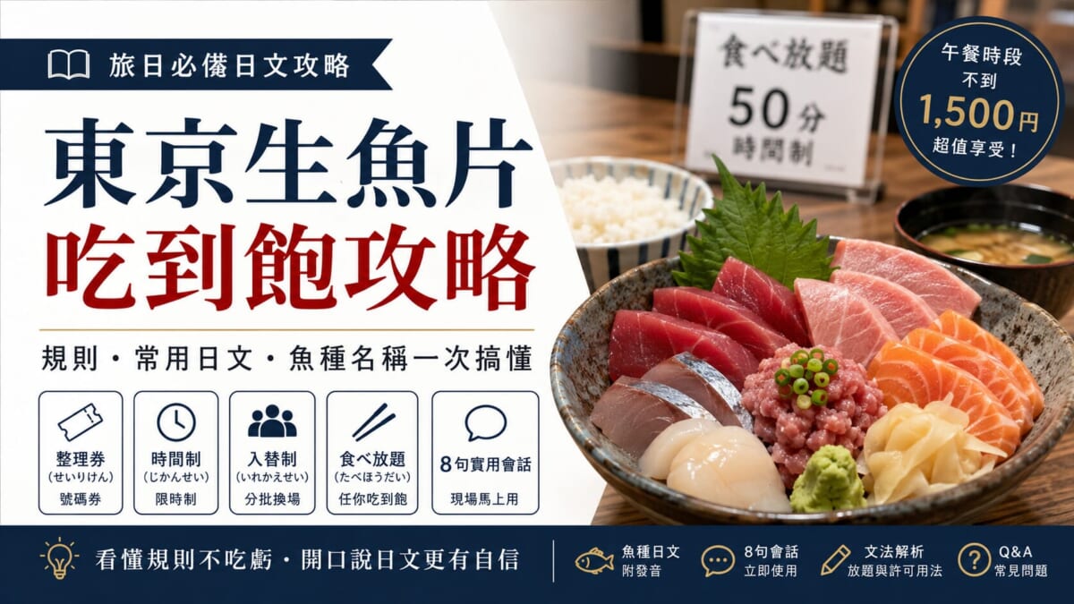 東京刺身吃到飽怎麼吃?看懂「整理券」+8句實用日文,第一次去也不會傻眼 東京刺身吃到飽怎麼吃?看懂「整理券」+8句實用日文,第一次去也不會傻眼
