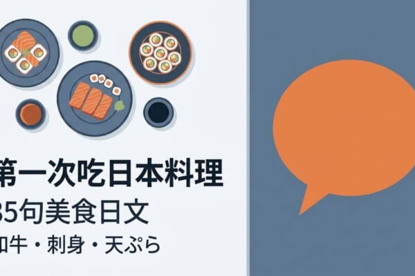 和牛生魚片天婦羅與美食日文示意圖