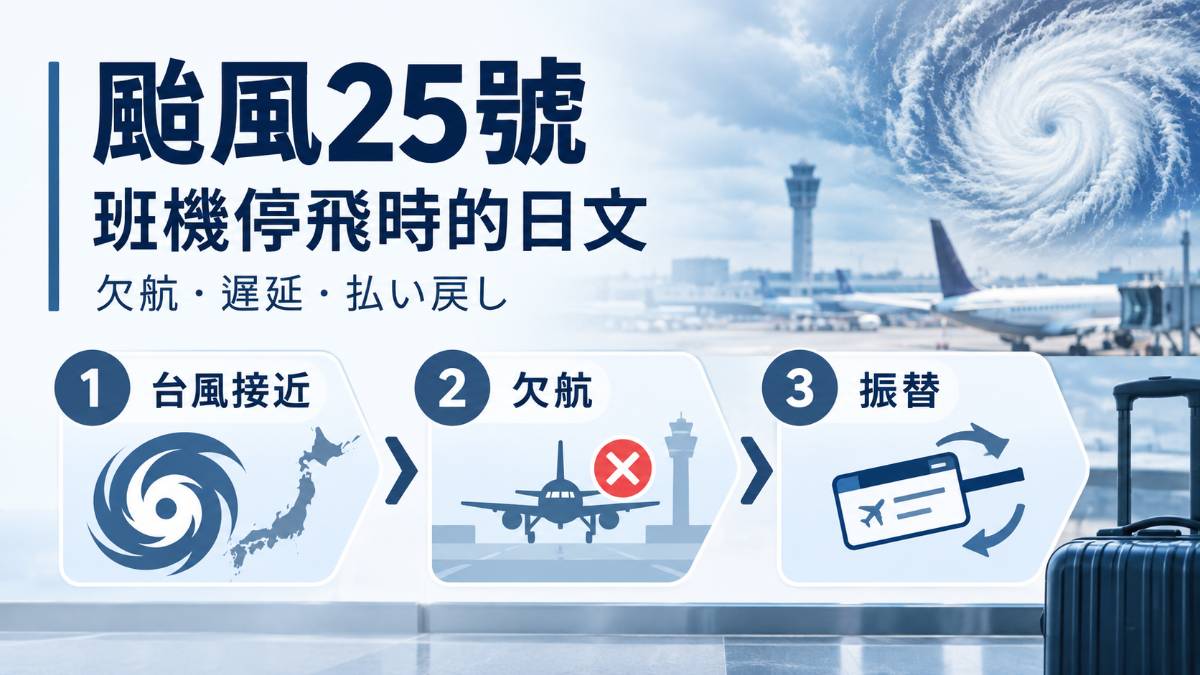 颱風25號21日通過關東外海！航班停飛時必學的28句日文
