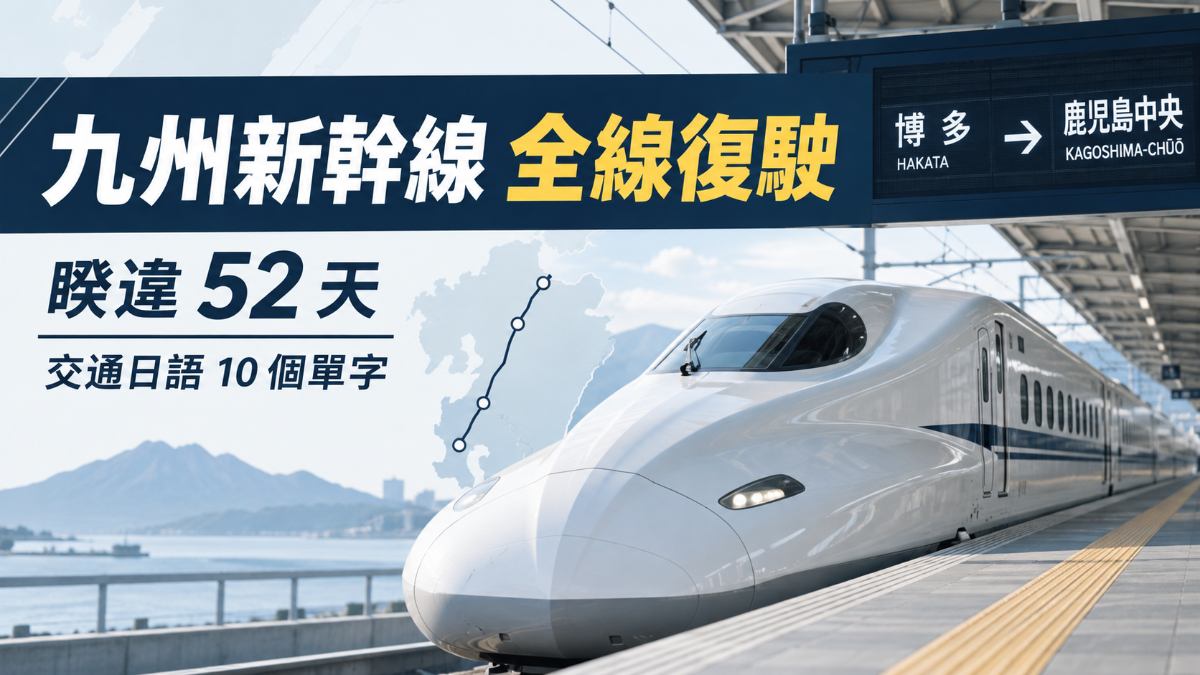九州新幹線睽違52天全線復駛！這5個交通日語單字先記起來