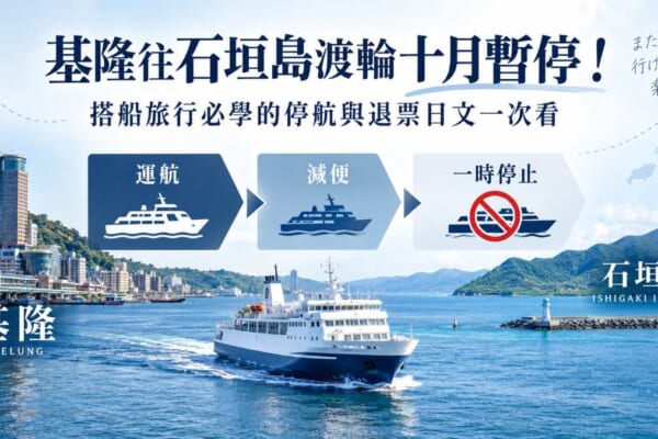基隆與石垣島之間的渡輪やいま丸停航流程示意圖