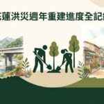 花蓮洪災週年重建進度插畫示意圖