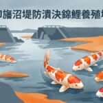 千葉印旛沼堤防潰決錦鯉養殖場受災插畫示意圖