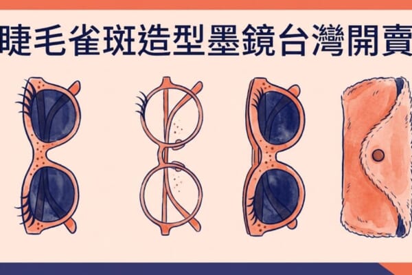 睫毛雀斑造型墨鏡插畫示意圖
