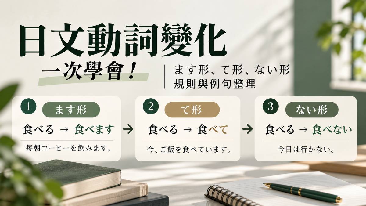 日文動詞變化一次學會！ます形、て形、ない形規則與例句整理