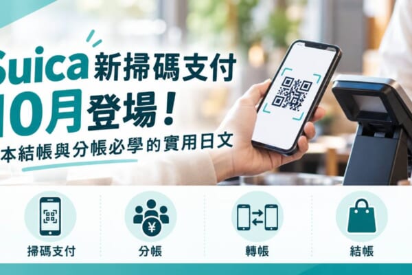 Suica新掃碼支付10月登場！日本結帳與分帳必學的實用日文
